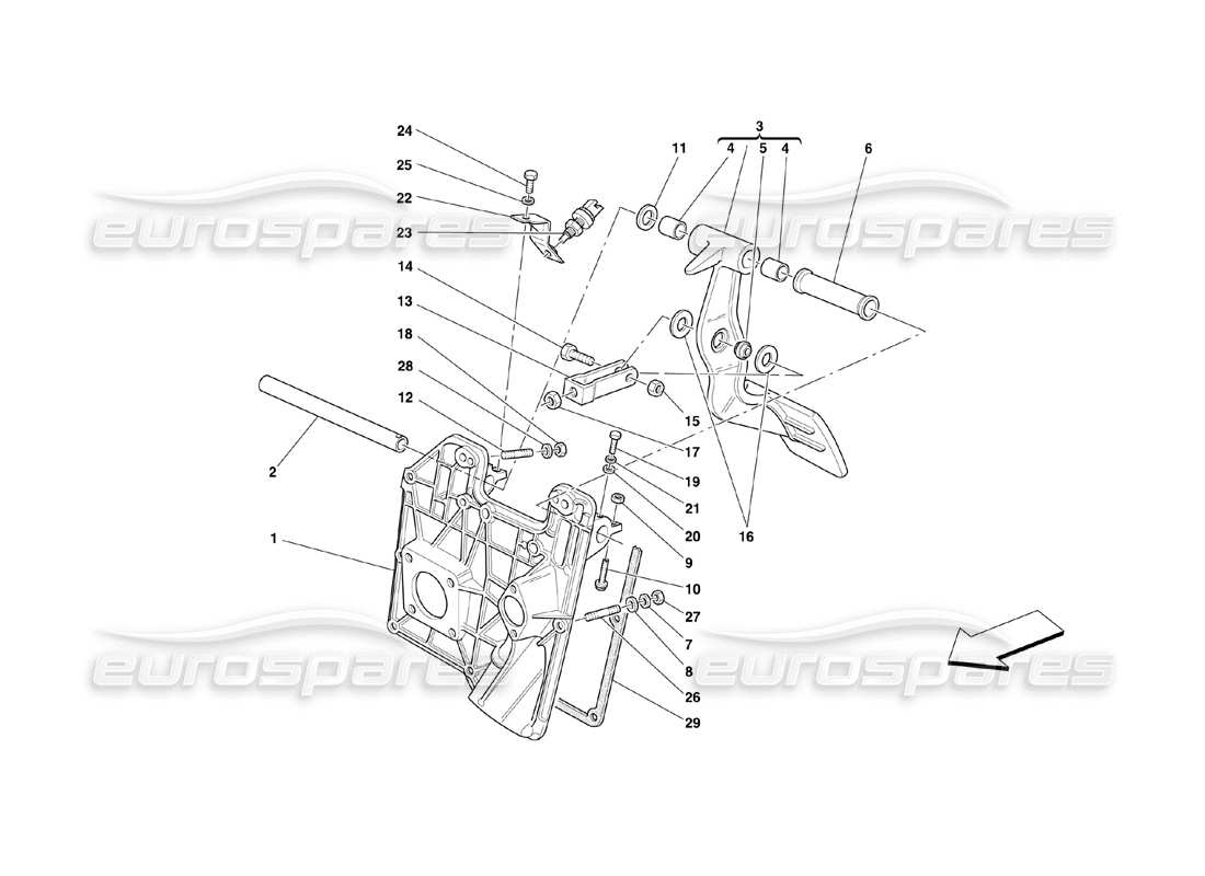 ferrari 360 challenge (2000) pedals parts diagram