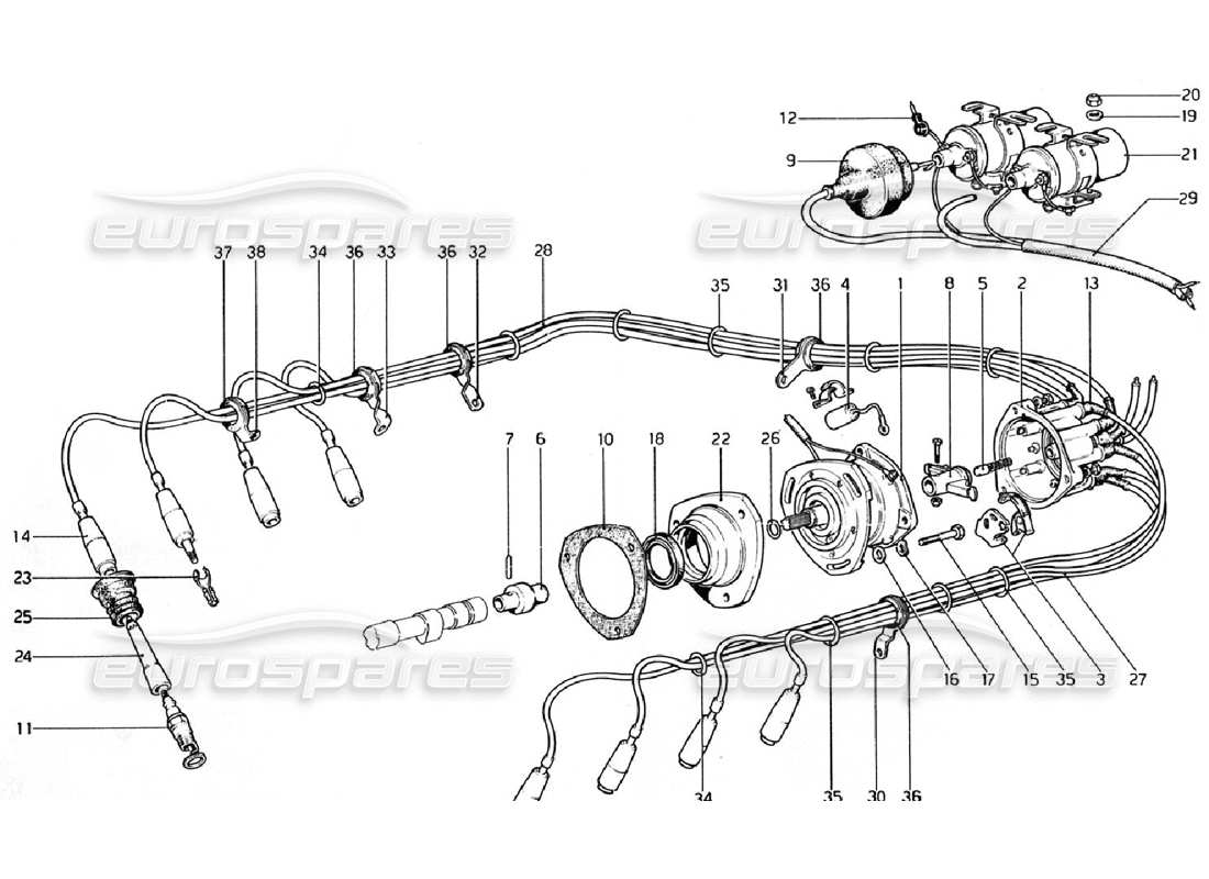 ferrari 308 gtb (1976) engine ignition parts diagram