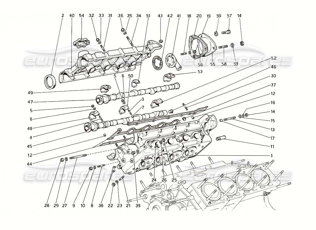 ferrari 308 gt4 dino (1976) cylinder head (right) part diagram