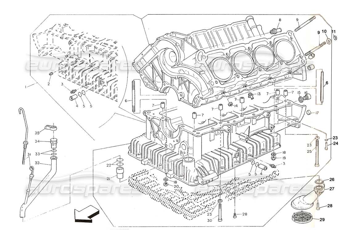 maserati shamal cylinder block (to engine 700279) parts diagram