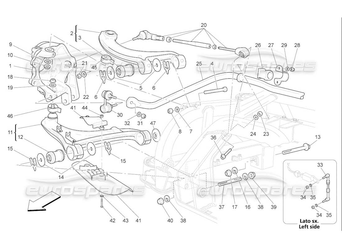 maserati qtp. (2009) 4.2 auto rear suspension parts diagram