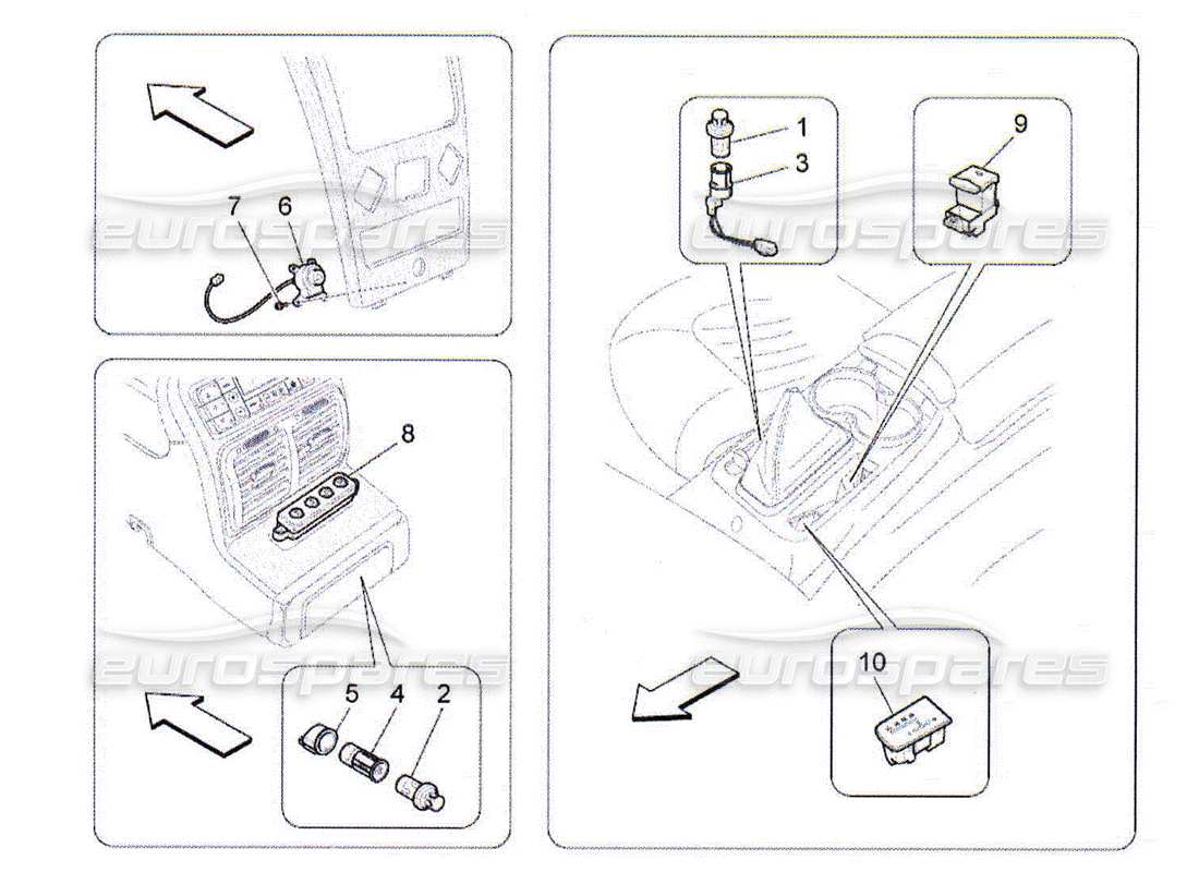 maserati qtp. (2010) 4.2 centre console devices parts diagram