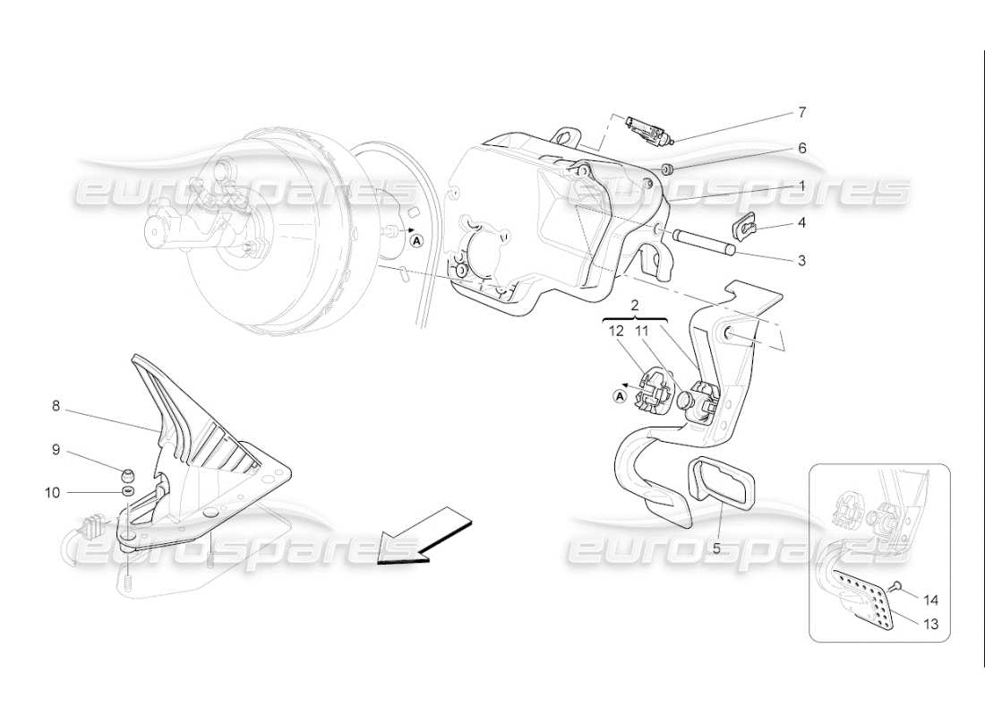 maserati qtp. (2009) 4.7 auto complete pedal board unit part diagram