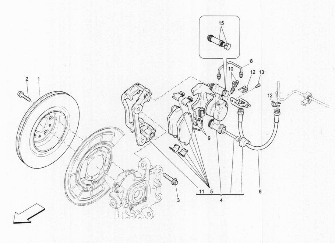 maserati qtp. v6 3.0 bt 410bhp 2015 braking devices on rear wheels parts diagram