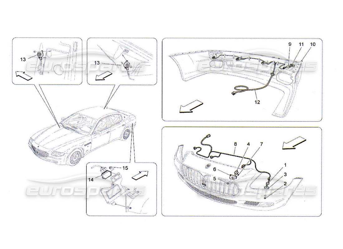 maserati qtp. (2010) 4.2 parking sensors parts diagram