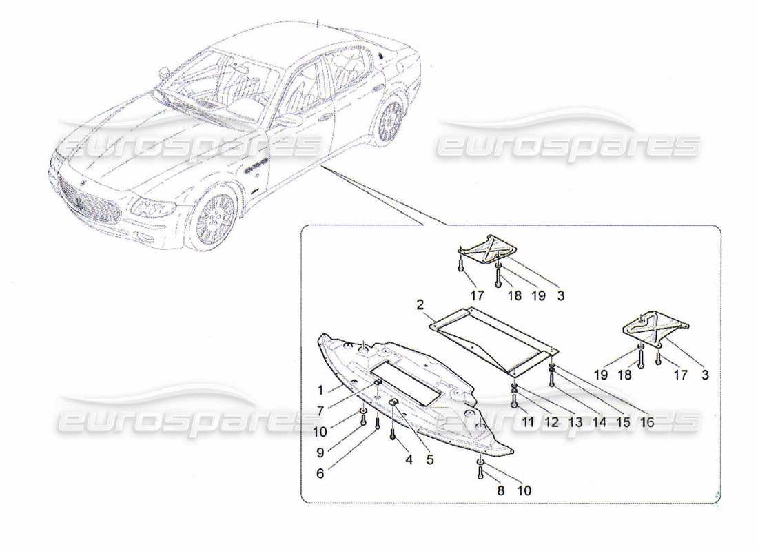 maserati qtp. (2010) 4.2 underbody and underfloor guards parts diagram