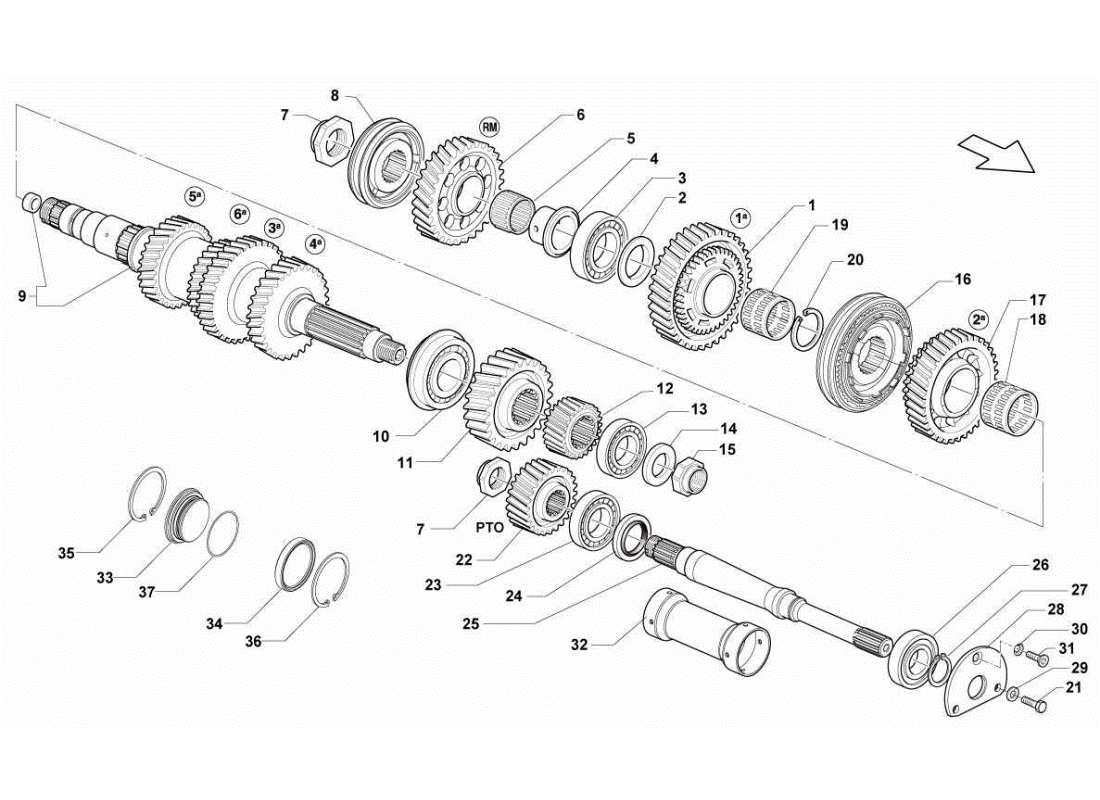 lamborghini gallardo sts ii sc driven shaft - pto part diagram