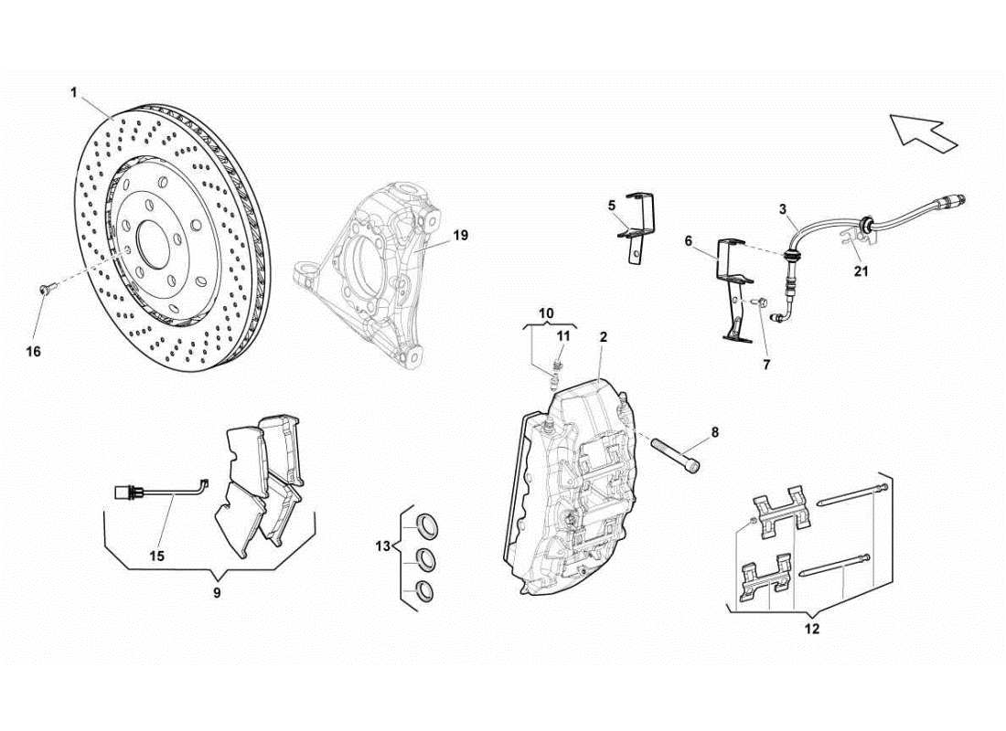 lamborghini gallardo sts ii sc front brakes discs std parts diagram