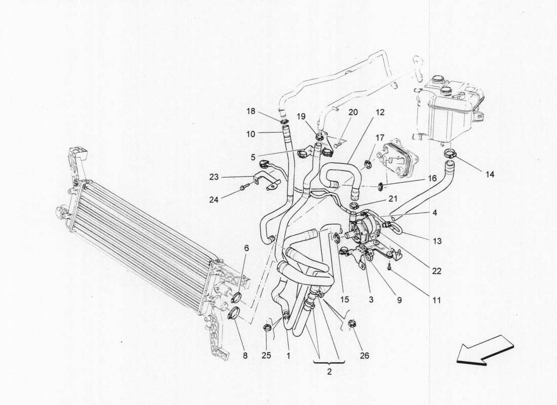 maserati qtp. v6 3.0 bt 410bhp 2015 cooling system parts diagram