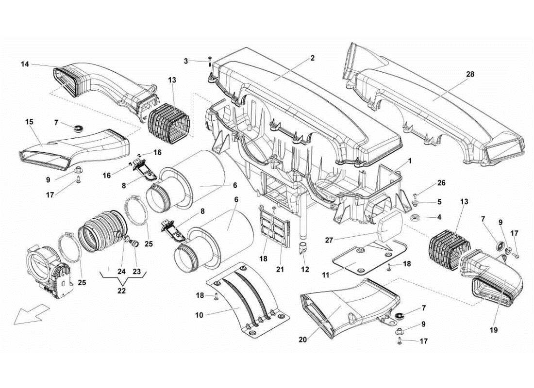 lamborghini gallardo sts ii sc air filter box part diagram