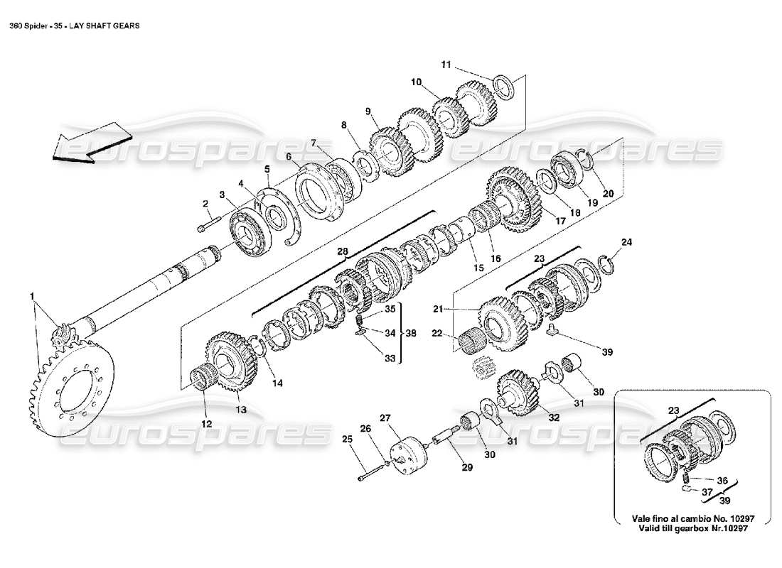 ferrari 360 spider lay shaft gears parts diagram