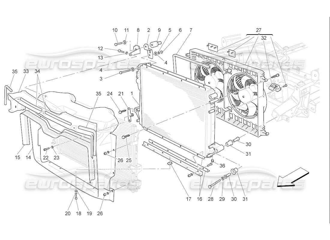 maserati qtp. (2006) 4.2 f1 cooling: air radiators and ducts parts diagram