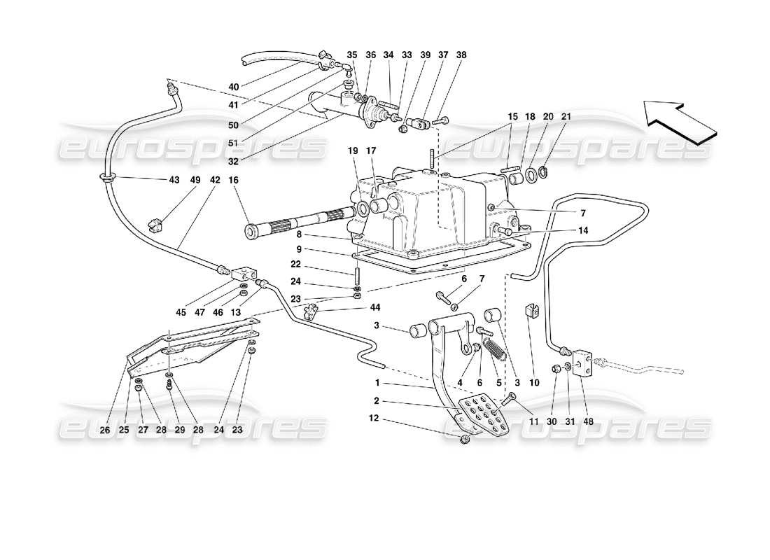ferrari 355 (2.7 motronic) clutch release control parts diagram