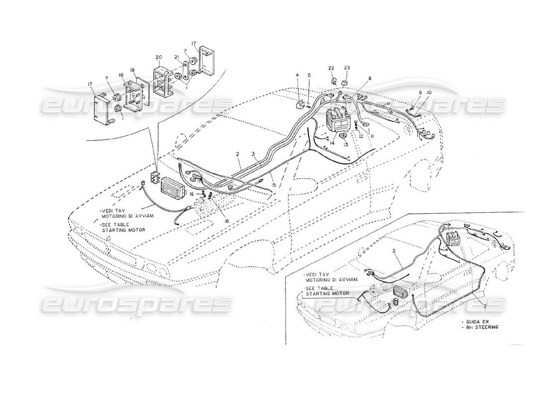 maserati shamal battery power supply wiring parts diagram
