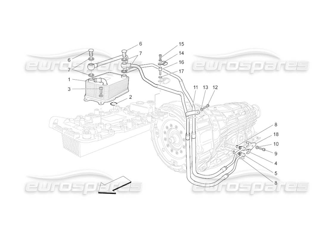 maserati grancabrio (2010) 4.7 lubrication and gearbox oil cooling part diagram