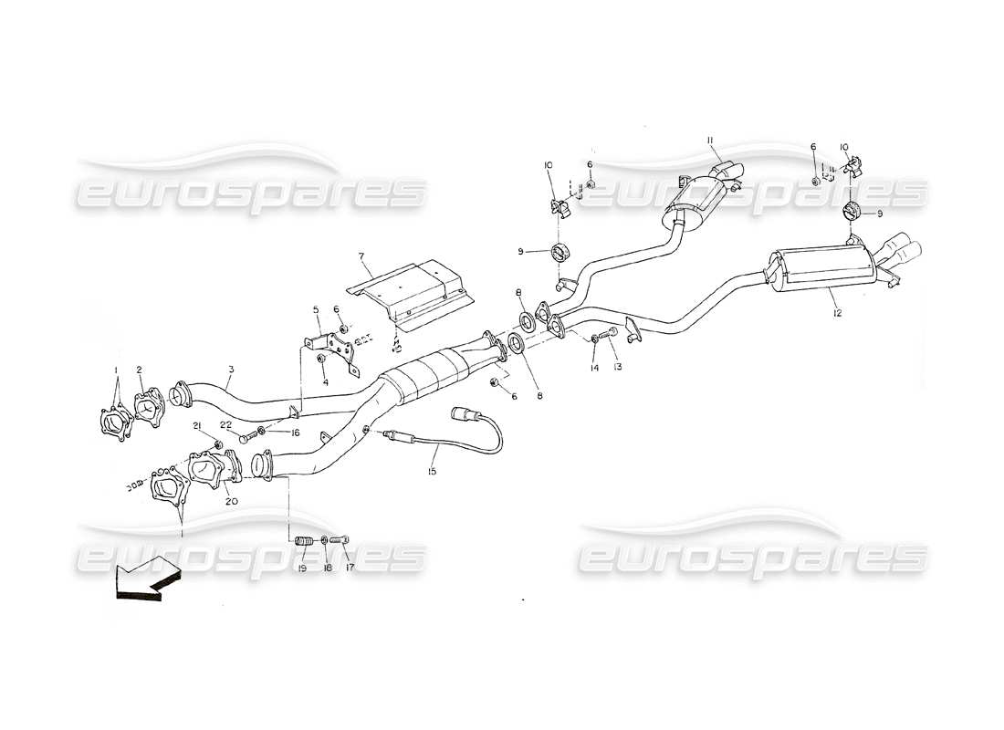 maserati shamal catalyzed exhaust system parts diagram