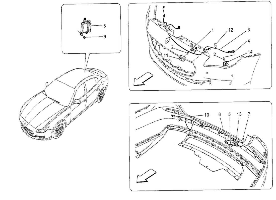 maserati qtp. v8 3.8 530bhp 2014 parking sensors parts diagram