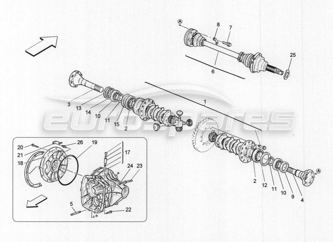 maserati granturismo special edition differential and rear axle shafts parts diagram