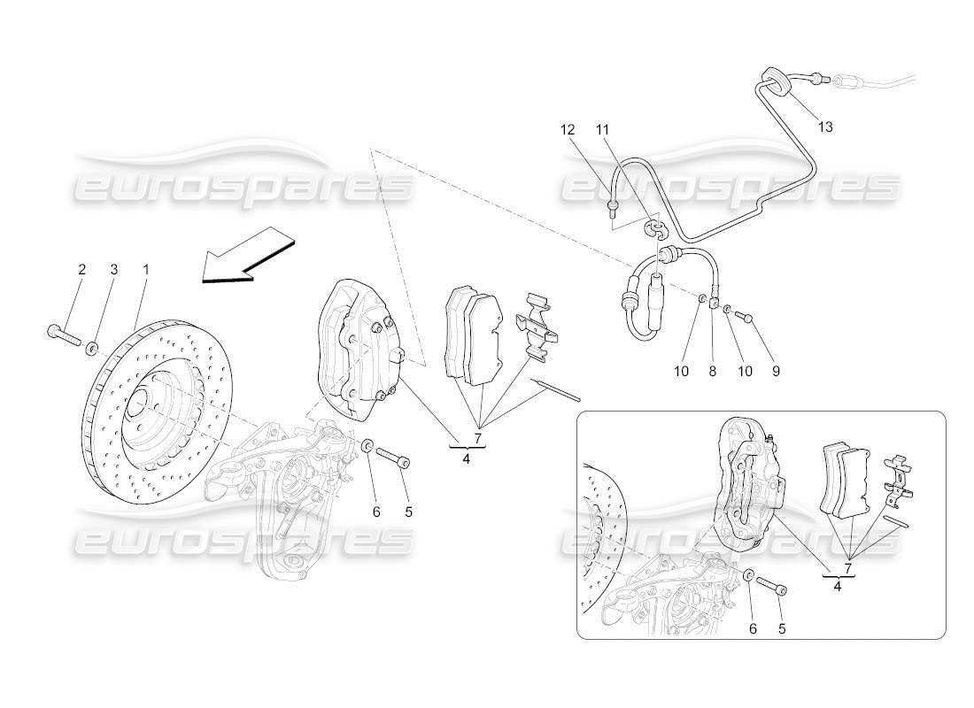 maserati qtp. (2010) 4.2 auto braking devices on front wheels part diagram