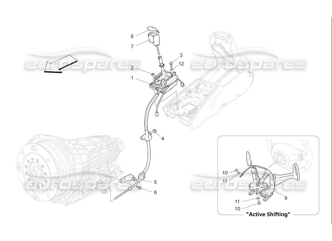 maserati qtp. (2009) 4.2 auto driver controls for automatic gearbox parts diagram