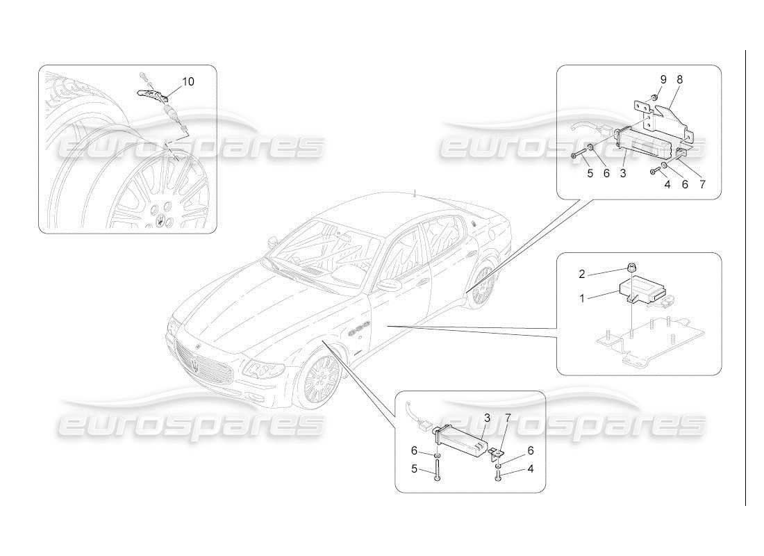 maserati qtp. (2007) 4.2 auto tyre pressure monitoring system parts diagram