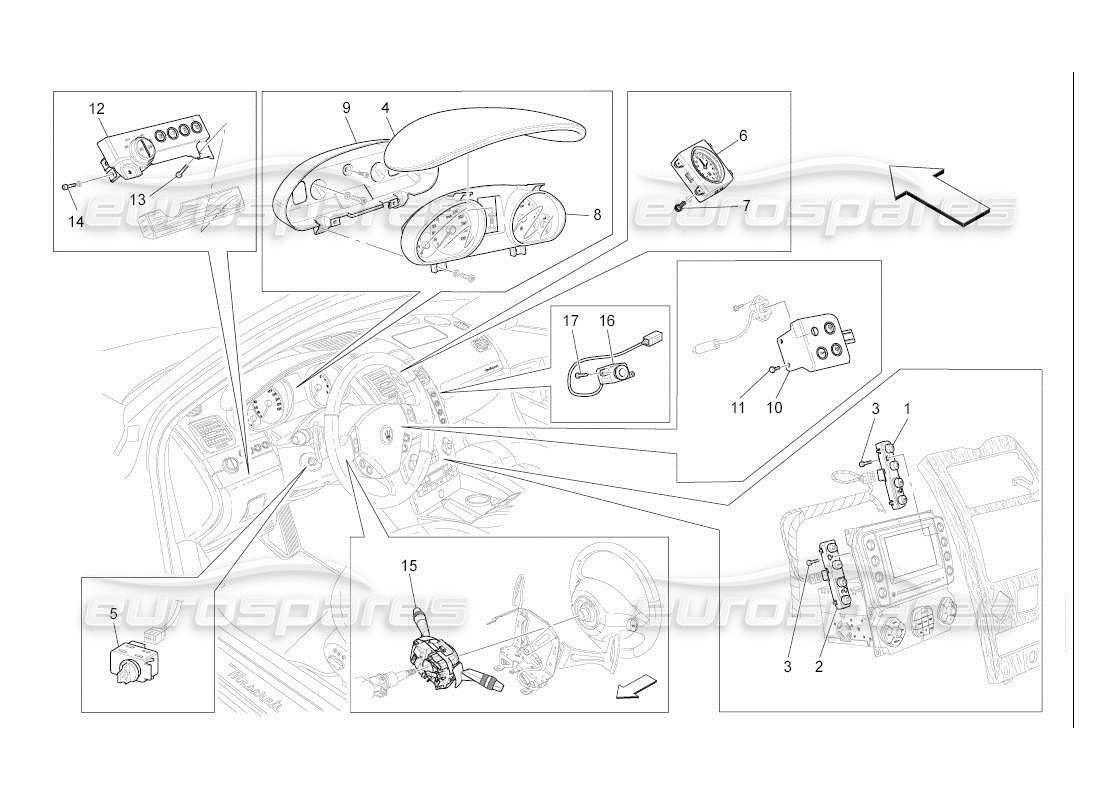 maserati qtp. (2007) 4.2 auto dashboard devices parts diagram