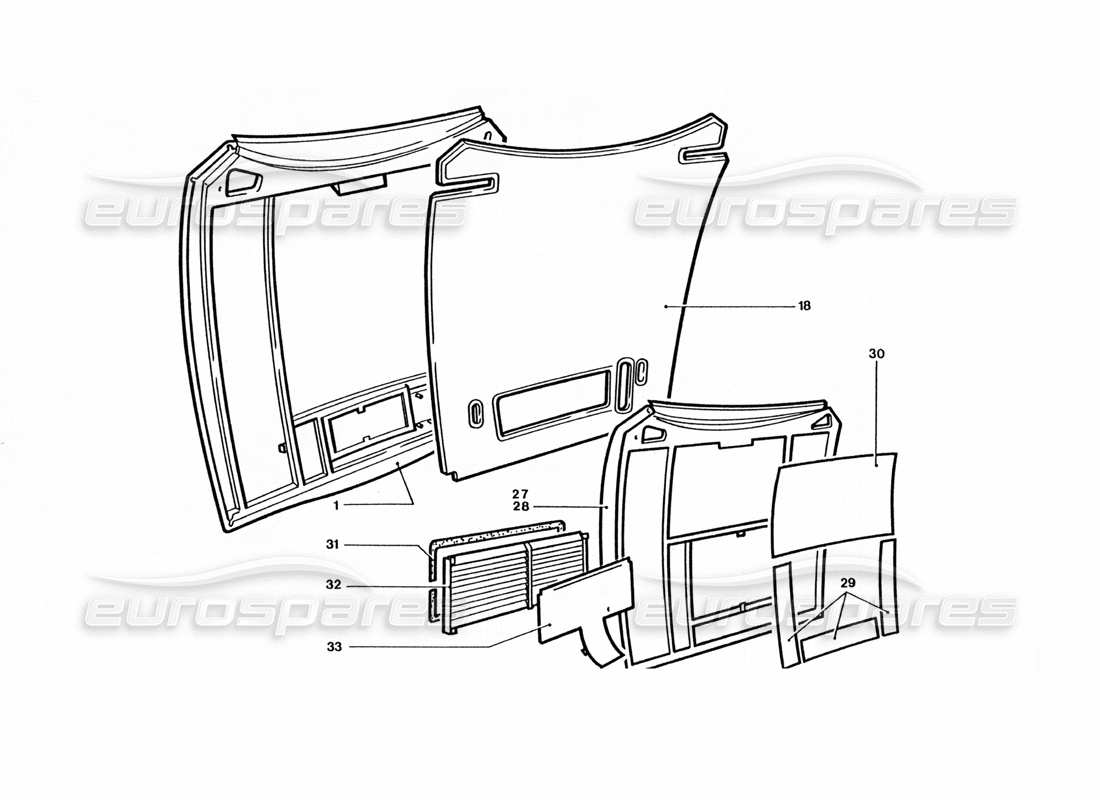 ferrari 400 gt / 400i (coachwork) front bonnet (variations) parts diagram