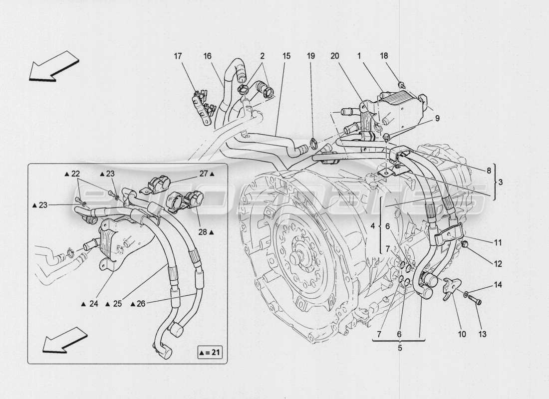 maserati qtp. v8 3.8 530bhp auto 2015 lubrication and gearbox oil cooling parts diagram