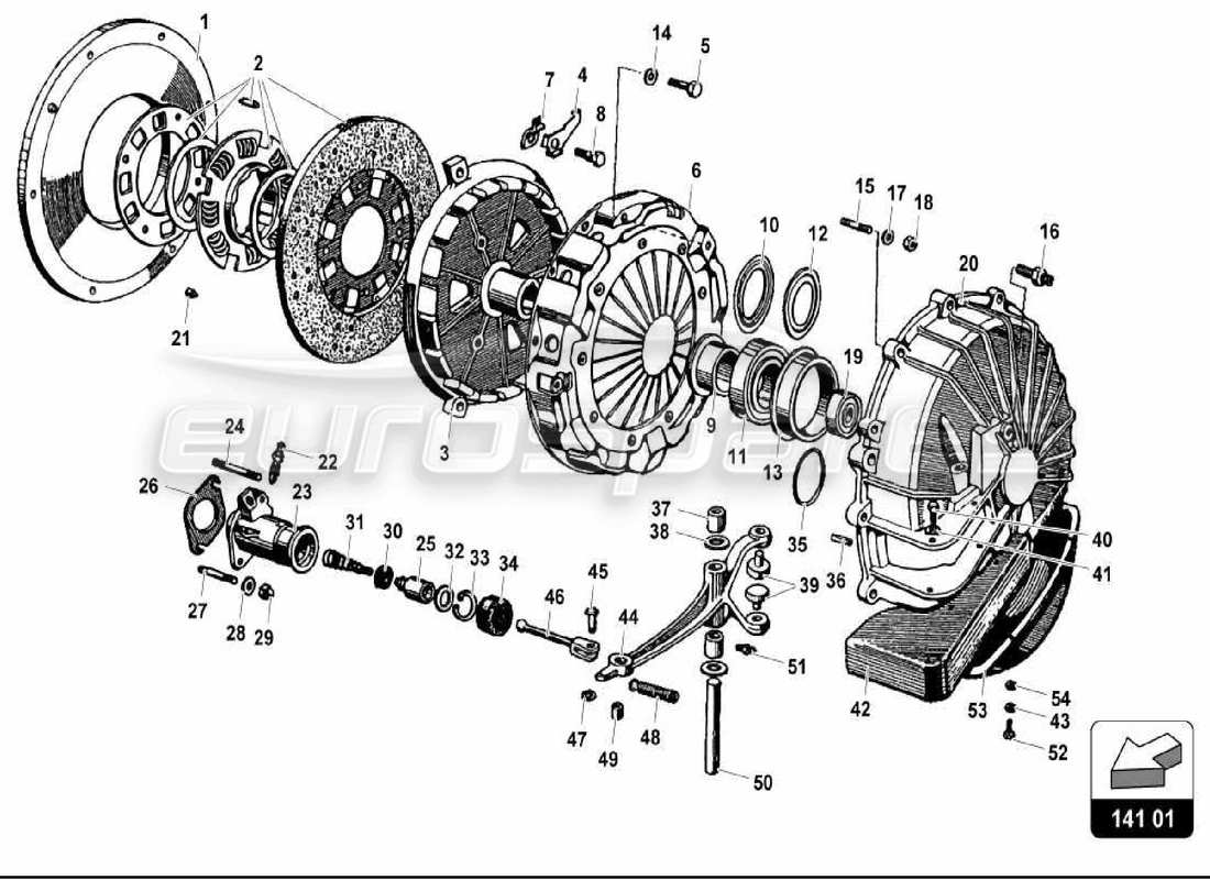 lamborghini miura p400s clutch (manual) parts diagram