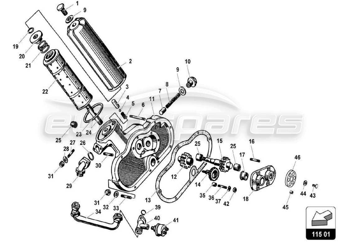 lamborghini miura p400s oil filter parts diagram