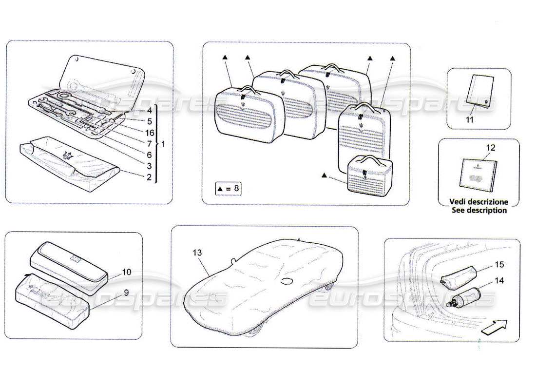 maserati qtp. (2010) 4.2 accessories provided parts diagram