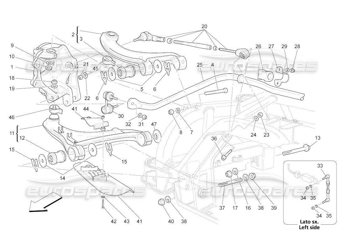 maserati qtp. (2011) 4.7 auto rear suspension parts diagram