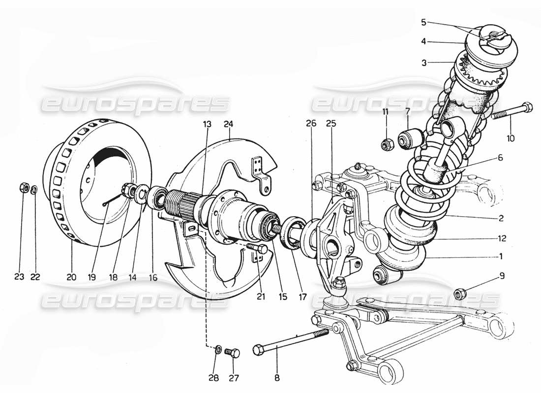 ferrari 365 gtc4 (mechanical) front suspension & shock parts diagram