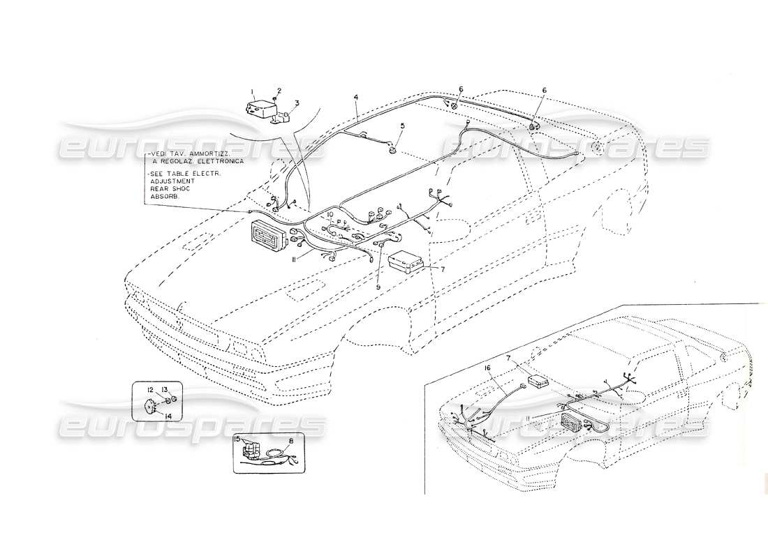 maserati shamal console and ceiling lamp wiring parts diagram