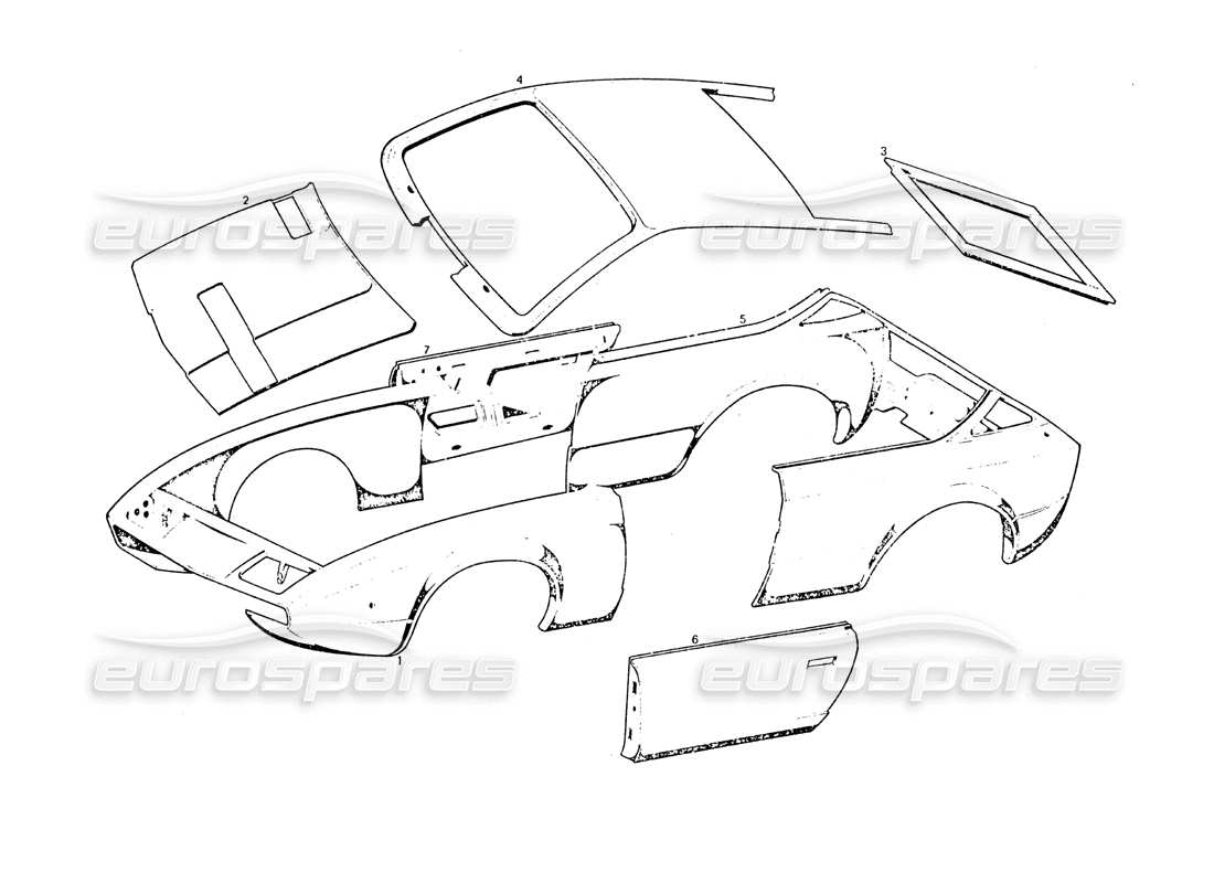 maserati khamsin front body parts diagram