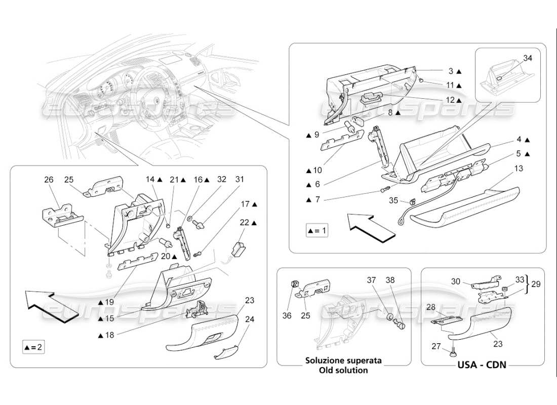 maserati qtp. (2008) 4.2 auto glove compartments parts diagram