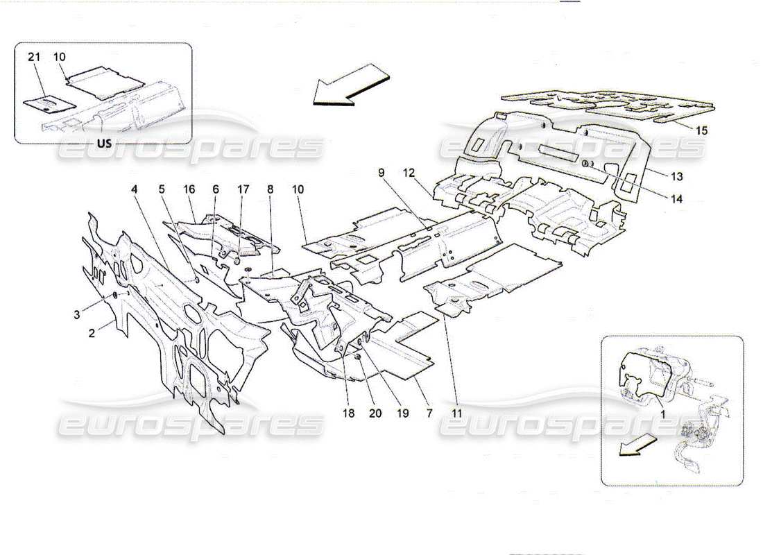 maserati qtp. (2010) 4.2 sound-proofing panels inside the vehicle parts diagram