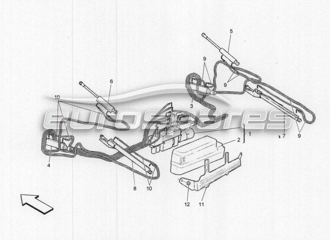 maserati grancabrio mc centenario electrical system: hydraulic system parts diagram