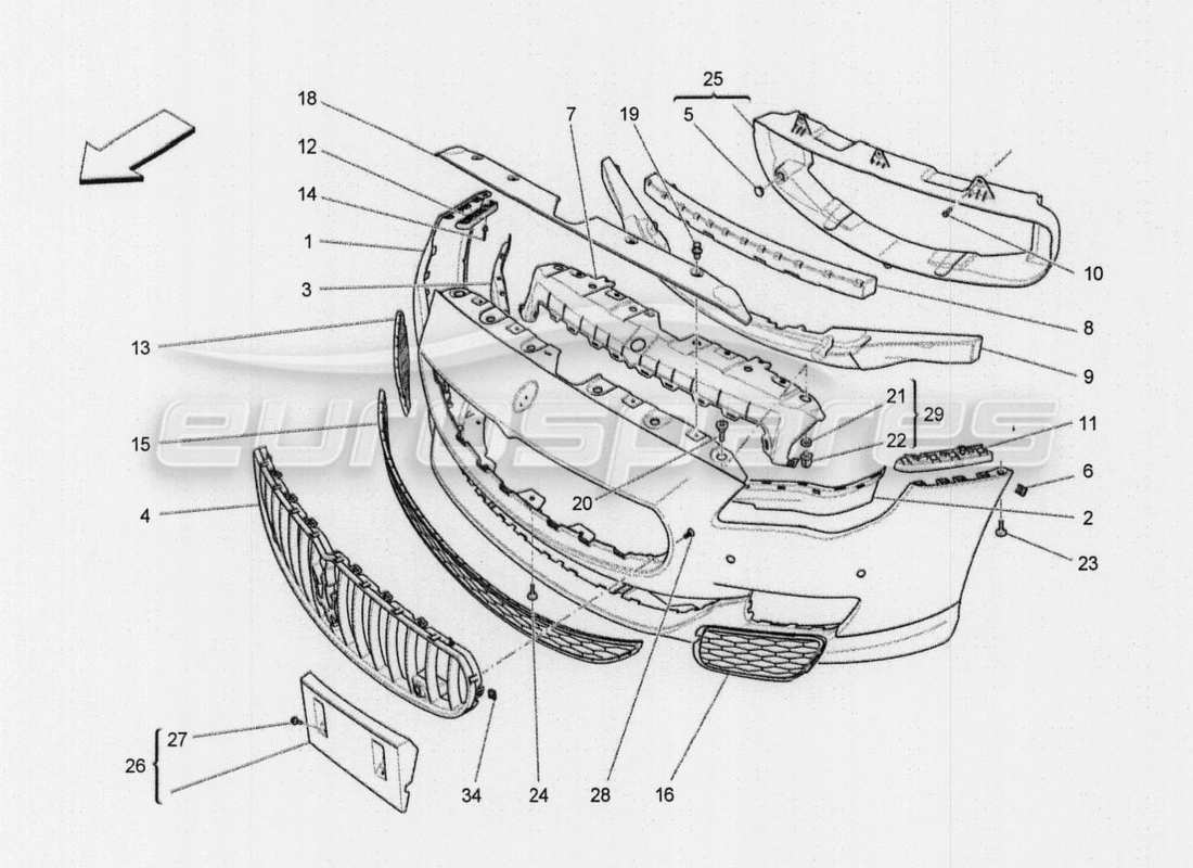 maserati qtp. v8 3.8 530bhp auto 2015 rear structural frames and sheet panels parts diagram