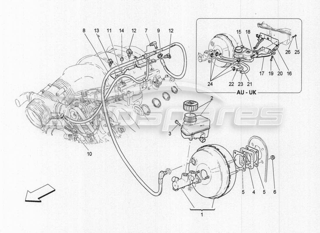 maserati granturismo special edition brake servo system parts diagram