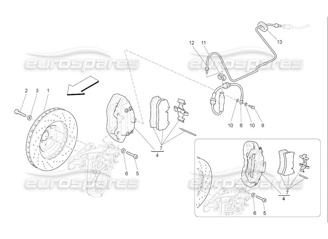 maserati qtp. (2006) 4.2 f1 braking devices on front wheels parts diagram