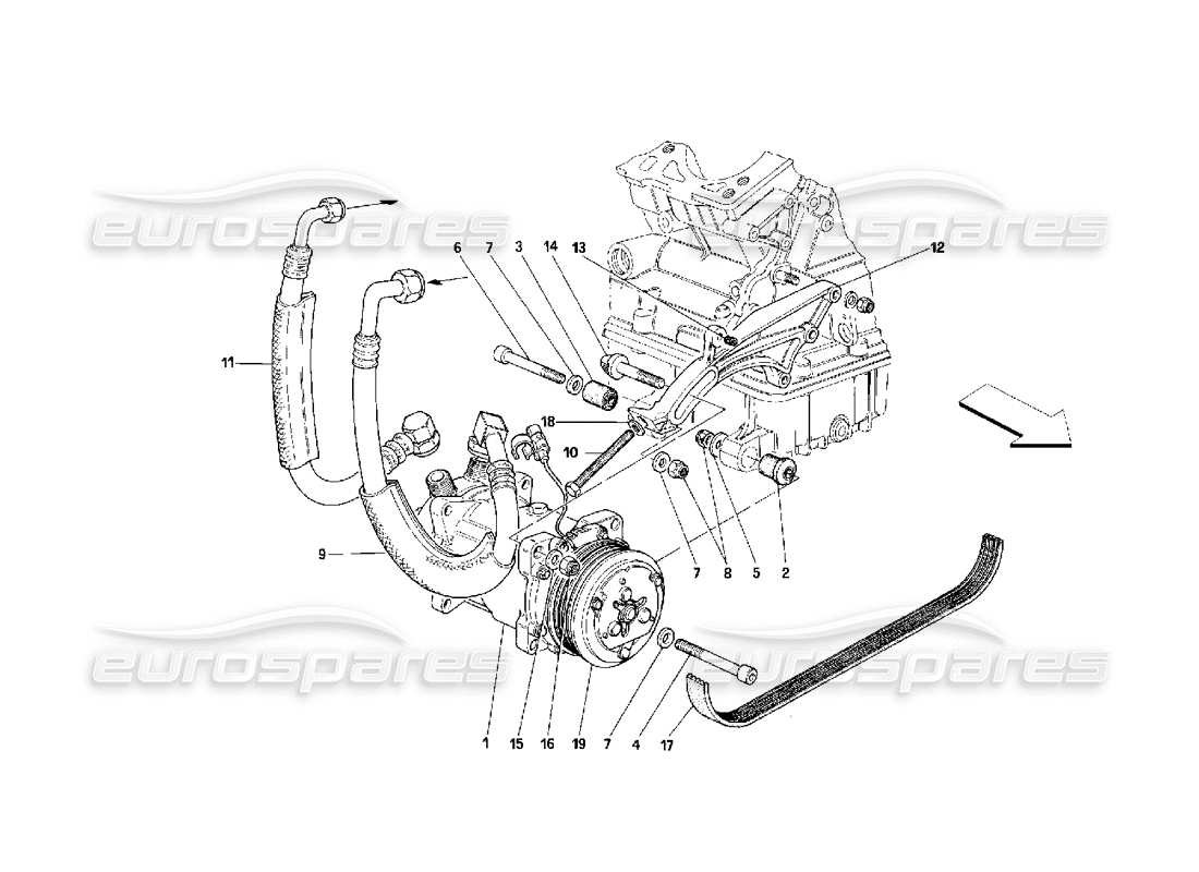 ferrari 348 (2.7 motronic) air conditioning compressor part diagram