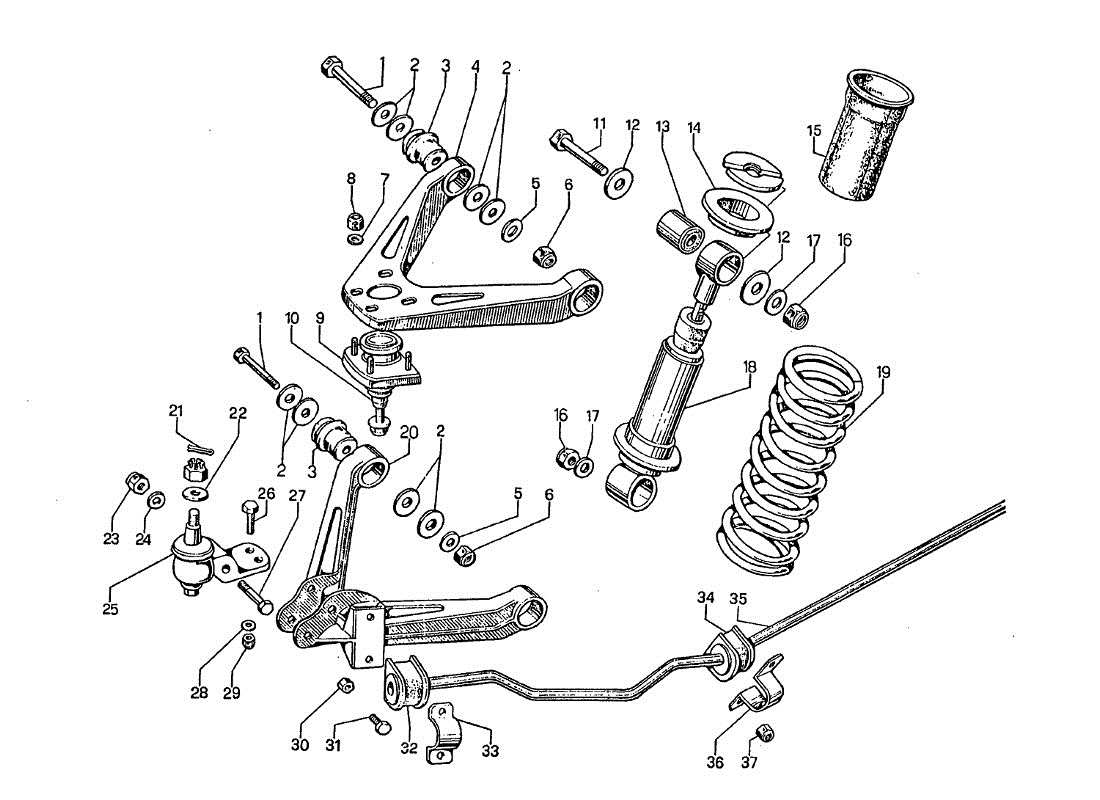 lamborghini jarama front suspension parts diagram