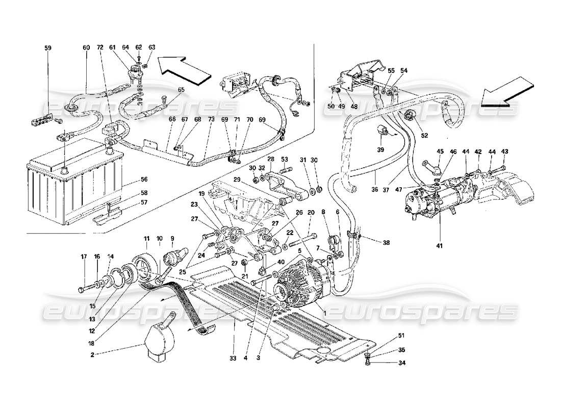 ferrari 348 (2.7 motronic) current generator - starting motor part diagram
