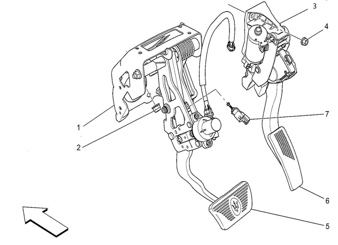 maserati qtp. v8 3.8 530bhp 2014 complete pedal board unit part diagram