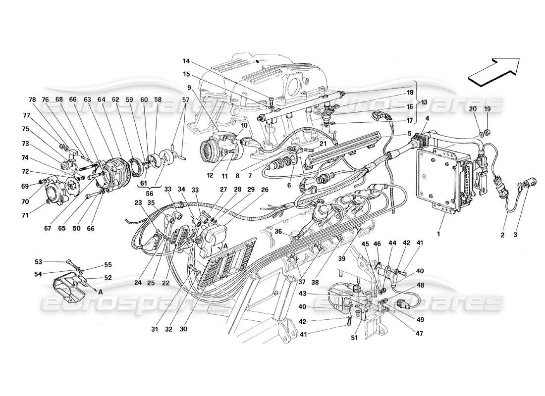 ferrari 348 (1993) tb / ts air injection - ignition part diagram