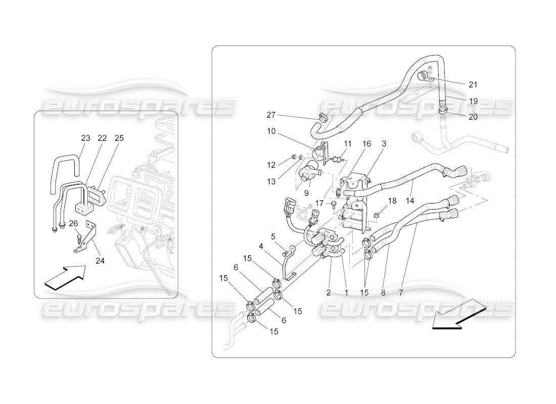 maserati qtp. (2011) 4.7 auto a c unit: engine compartment devices part diagram