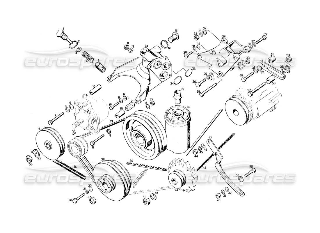maserati khamsin belts and pulley parts diagram