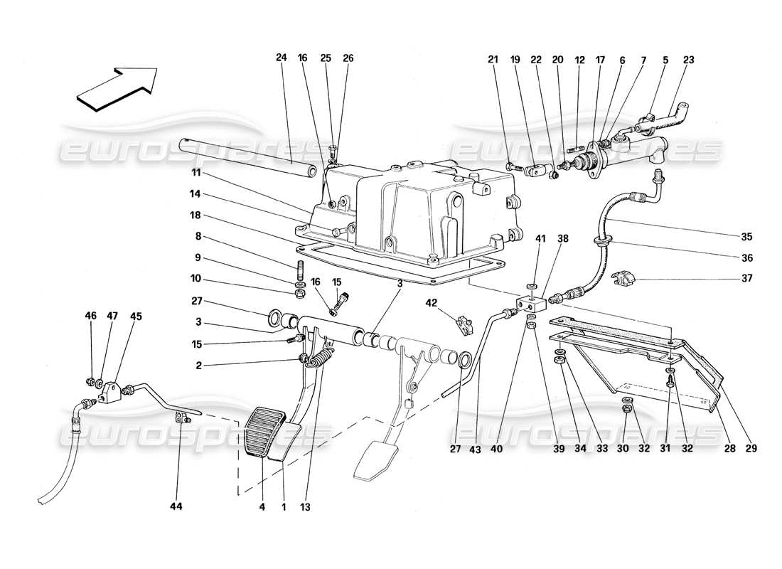 ferrari 348 (1993) tb / ts clutch release control part diagram