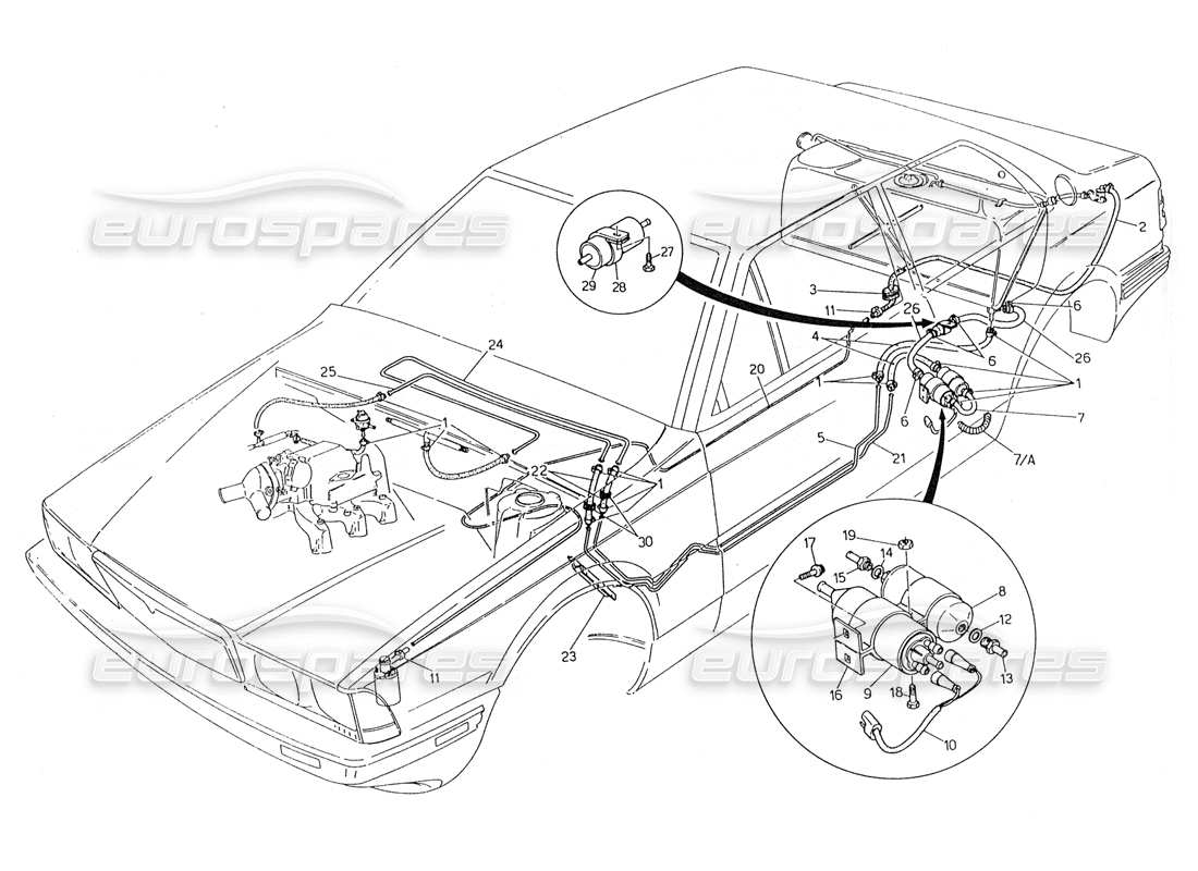 maserati 228 fuel pipes parts diagram